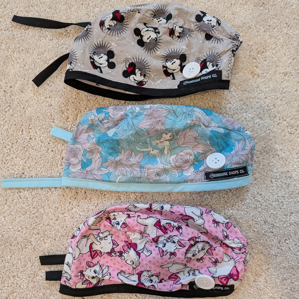 Disney Surgical Caps - Mickey, Jasmine, Marie